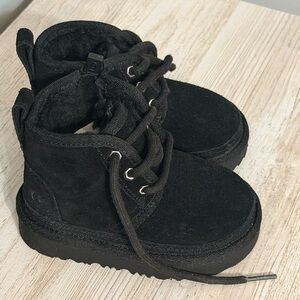 UGG Kids Black Suede Lace-Up Ankle Boots